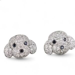 Sparkling Silver Dog Earrings